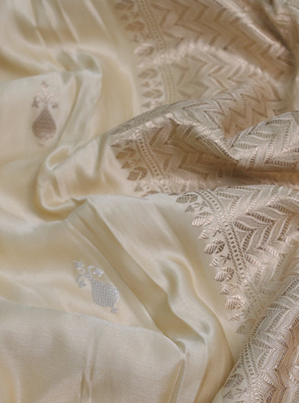 Cream Banarasi Mushru Silk Saree
