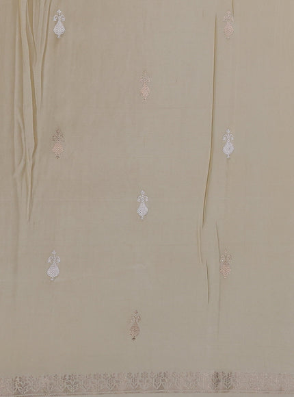 Cream Banarasi Mushru Silk Saree