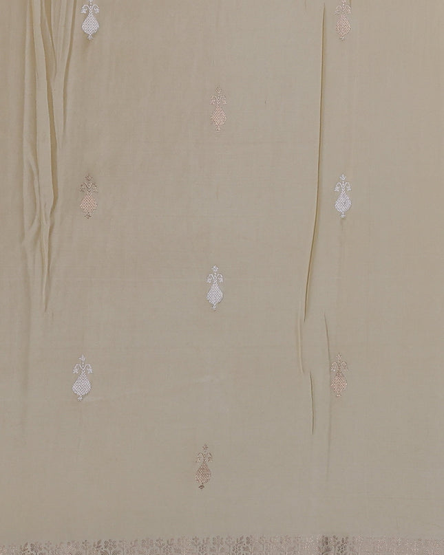 Cream Banarasi Mushru Silk Saree