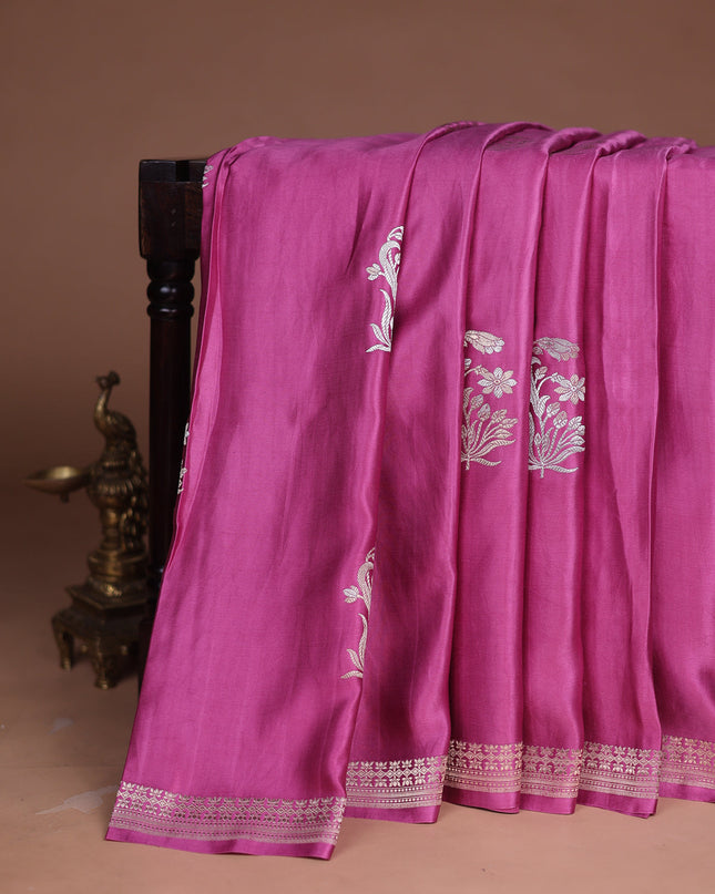 Mauve Pink Banarasi Mushru Silk Saree
