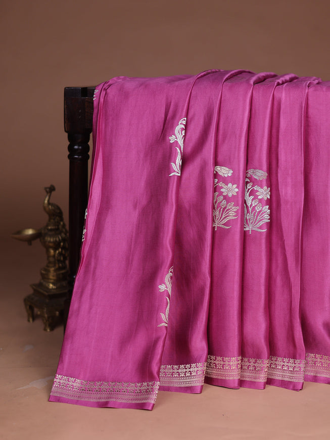 Mauve Pink Banarasi Mushru Silk Saree
