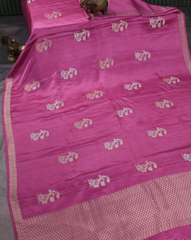 Mauve Pink Banarasi Mushru Silk Saree