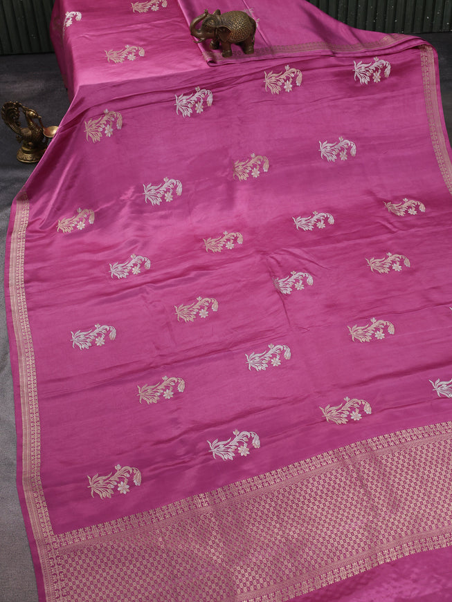 Mauve Pink Banarasi Mushru Silk Saree