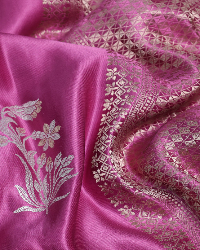 Mauve Pink Banarasi Mushru Silk Saree