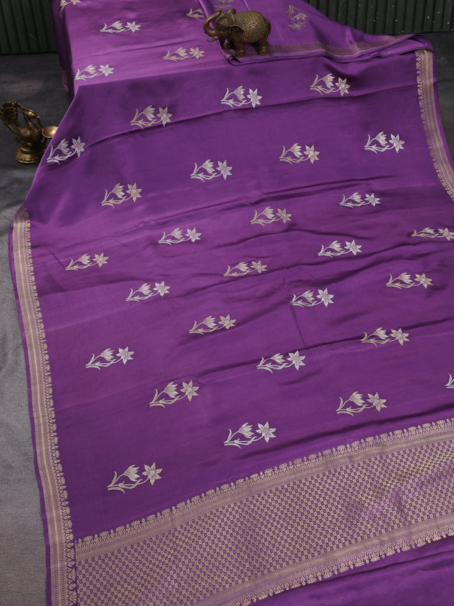 Lavender Banarasi Mushru Silk Saree