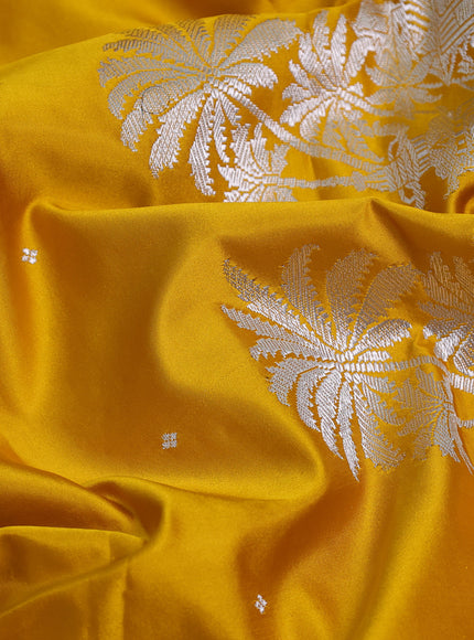 Mustard Yellow - Pink Banarasi Mushru Silk Saree