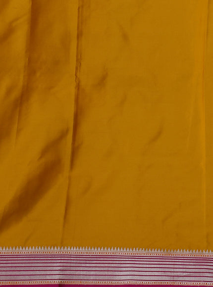 Mustard Yellow - Pink Banarasi Mushru Silk Saree