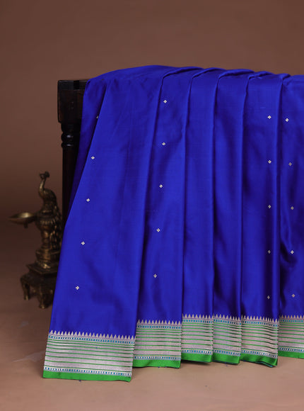 Royal Blue - Green Banarasi Mushru Silk Saree