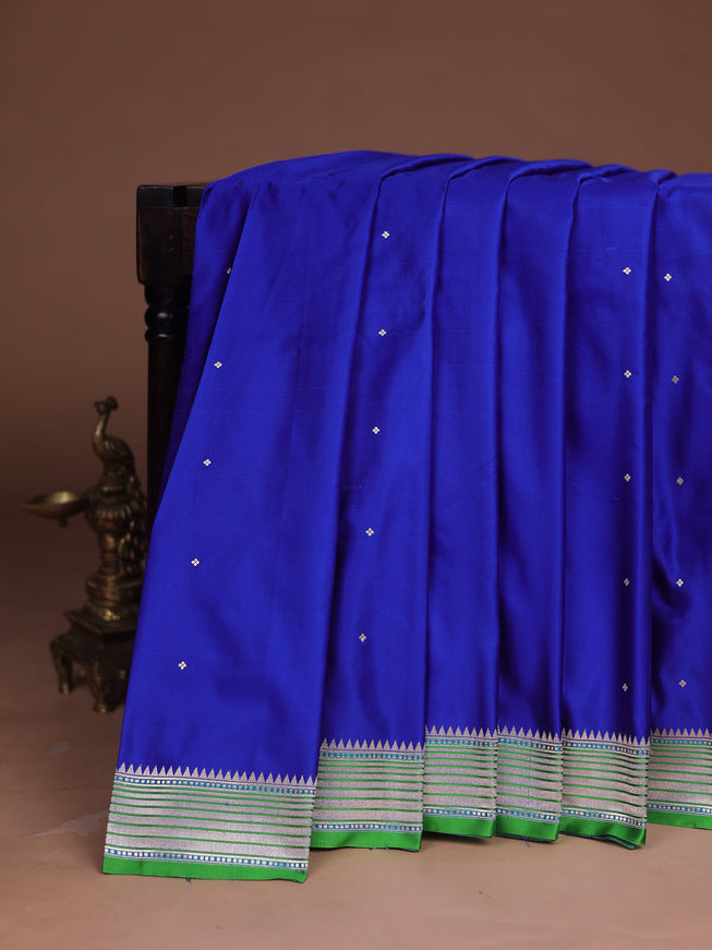 Royal Blue - Green Banarasi Mushru Silk Saree
