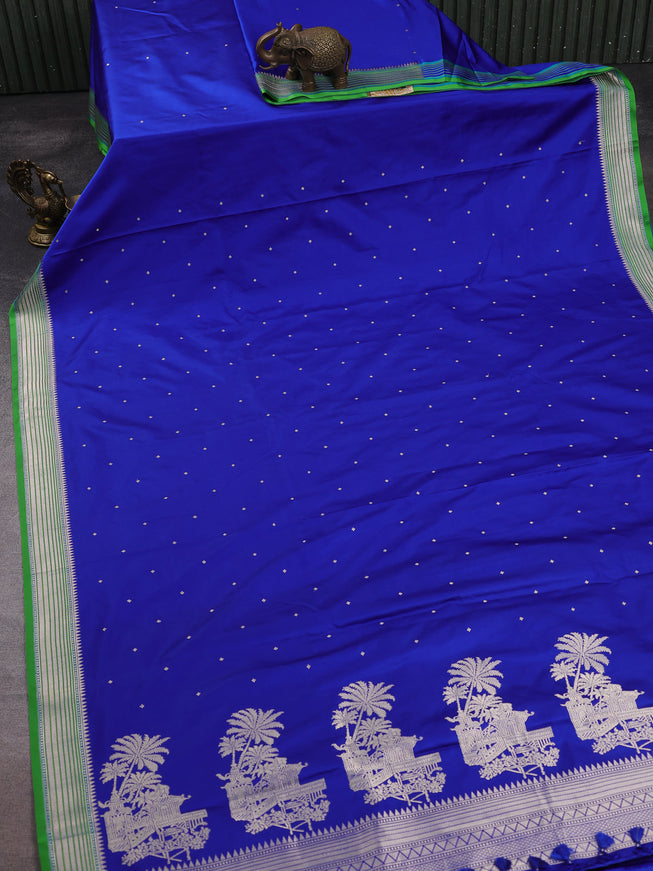 Royal Blue - Green Banarasi Mushru Silk Saree