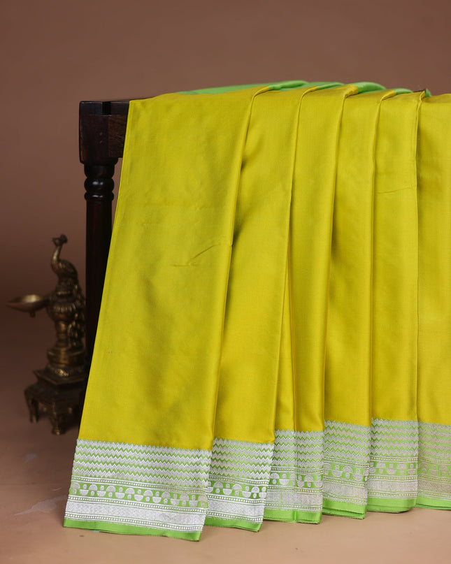 Light Green - Yellow Banarasi Mushru Silk
