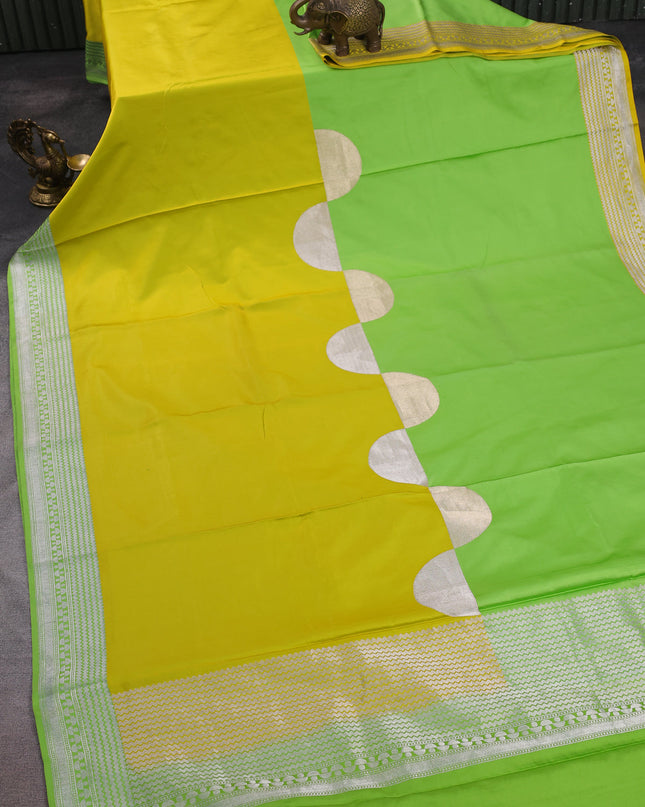 Light Green - Yellow Banarasi Mushru Silk