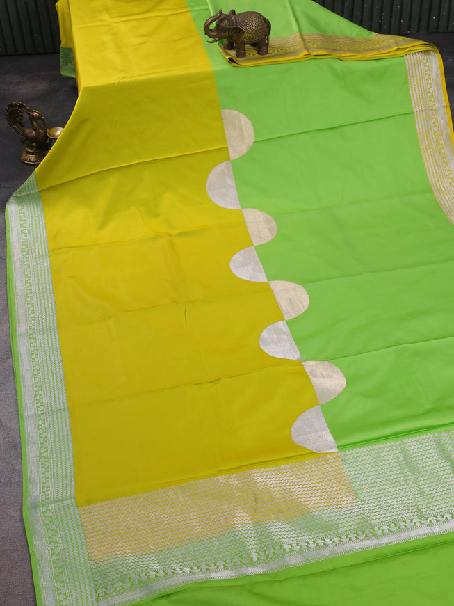 Light Green - Yellow Banarasi Mushru Silk