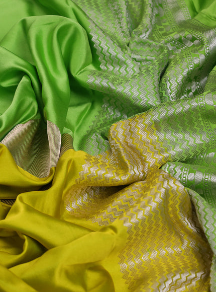 Light Green - Yellow Banarasi Mushru Silk