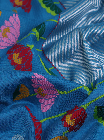Turquoise Blue - Mustard Yellow Kota Cotton Real Zari Saree