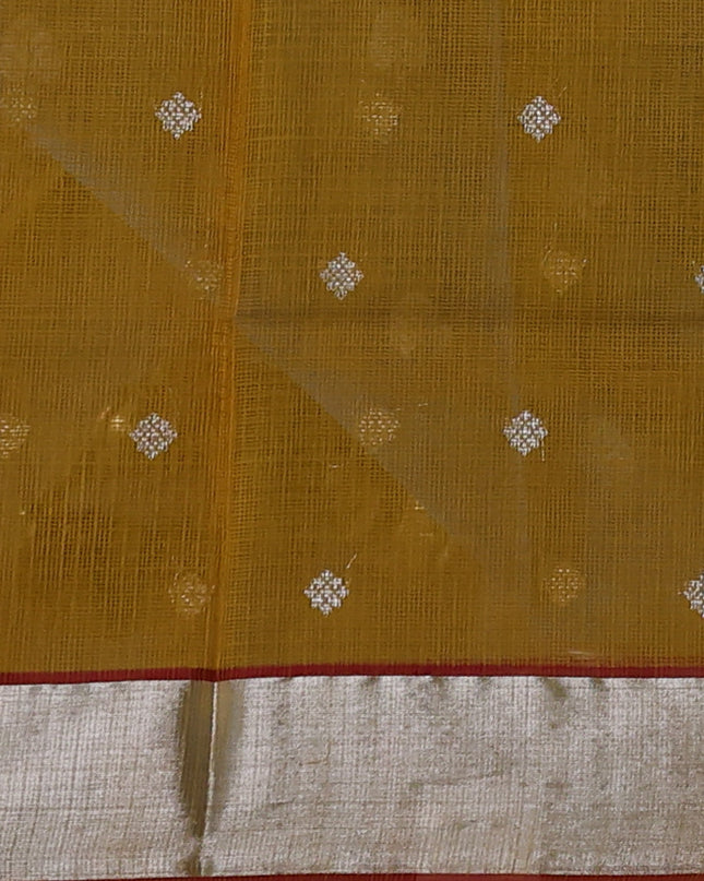 Turquoise Blue - Mustard Yellow Kota Cotton Real Zari Saree