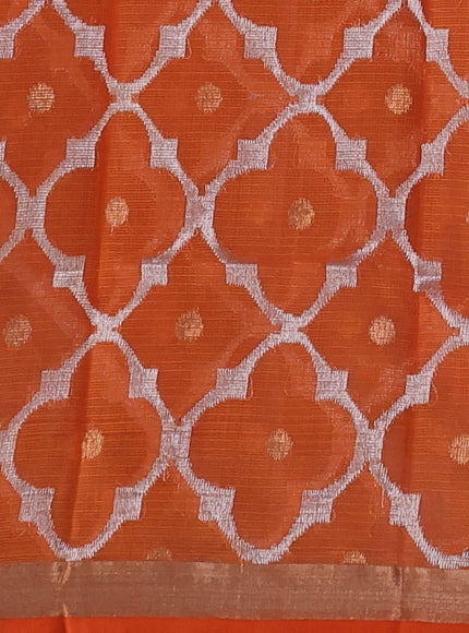 Onion Pink - Orange Kota Cotton Real Zari Saree