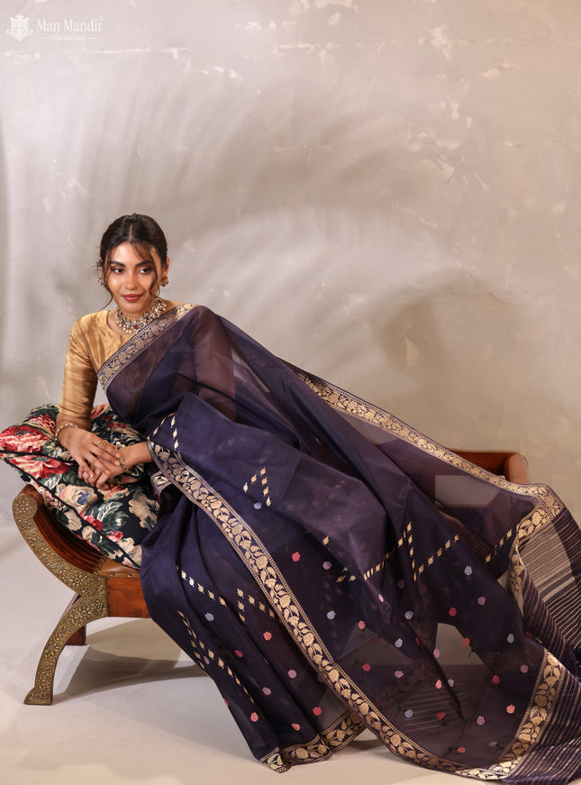 Jamun Banarasi Kora Silk Saree
