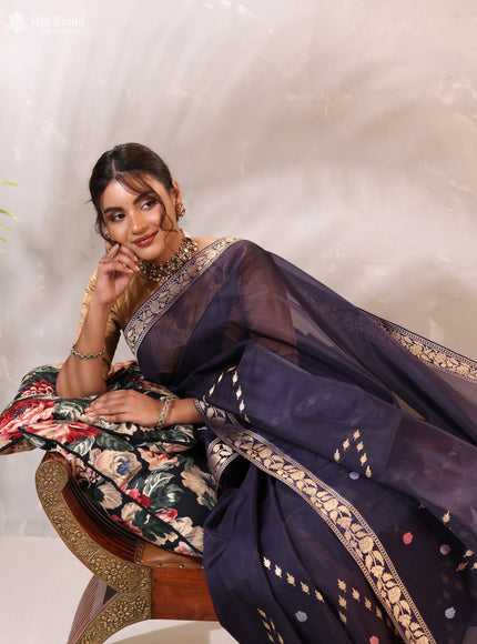 Jamun Banarasi Kora Silk Saree