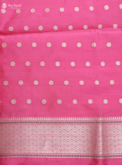 Light Pink - Pink Banarasi Kora Silk Saree
