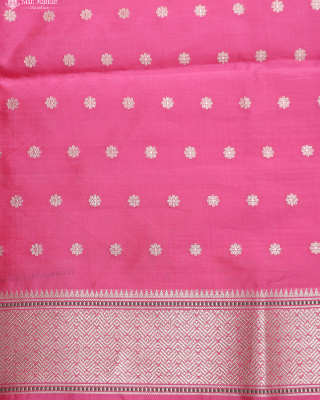 Light Pink - Pink Banarasi Kora Silk Saree