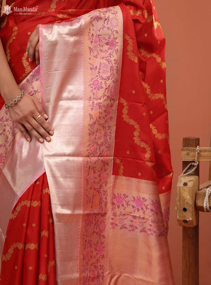 Red - Mild Peach Kanchipuram Silk Saree