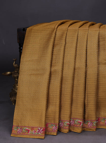 Mustard Yellow Tussar Silk Saree