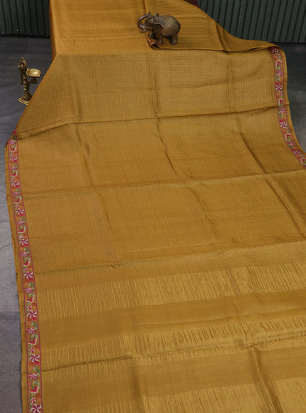 Mustard Yellow Tussar Silk Saree