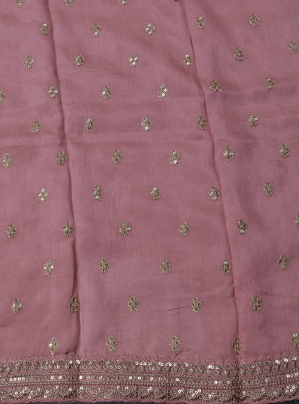 Pastel Peach Satin Crepe Saree