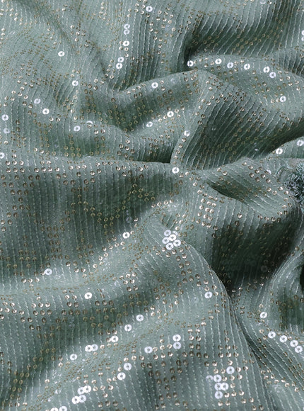 Teal Georgette Sequins Saree