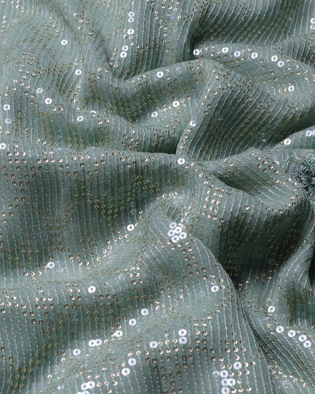 Teal Georgette Sequins Saree