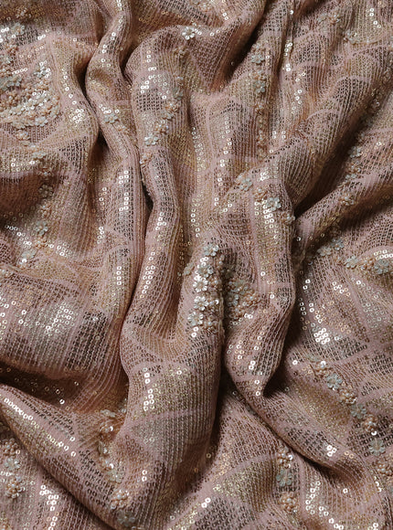 Peach Georgette Sequins Saree