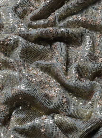 Grey Georgette Sequins Saree
