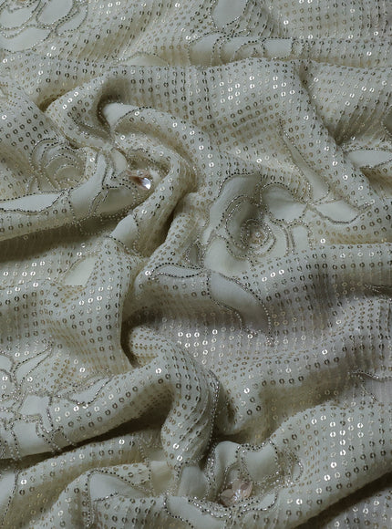 Off White Georgette Sequins Saree