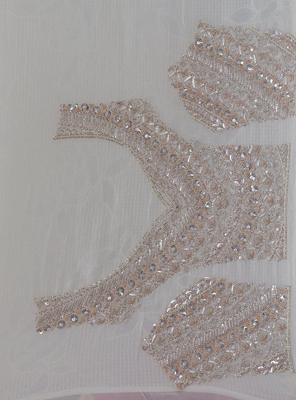 Off White Georgette Sequins Saree