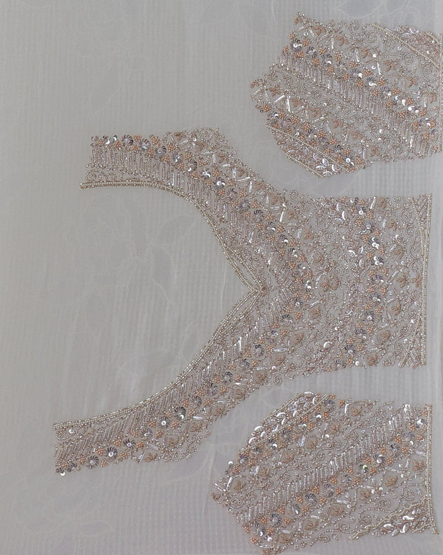 Off White Georgette Sequins Saree