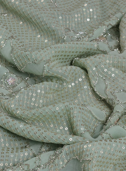 Pista Green Georgette Sequins Saree