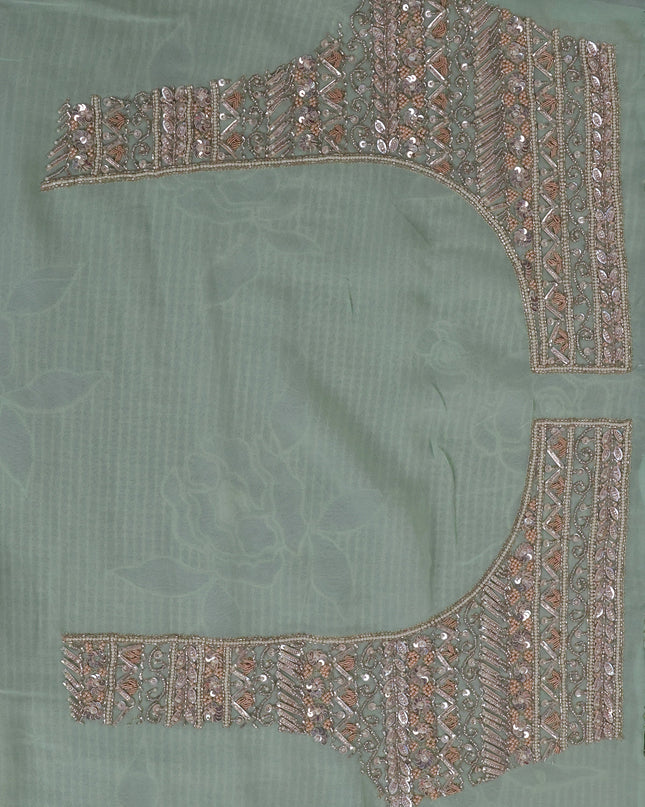 Pista Green Georgette Sequins Saree