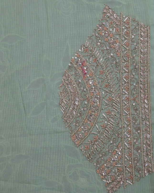 Pista Green Georgette Sequins Saree