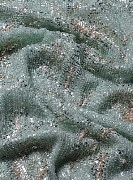 Pista Green Georgette Sequins Saree