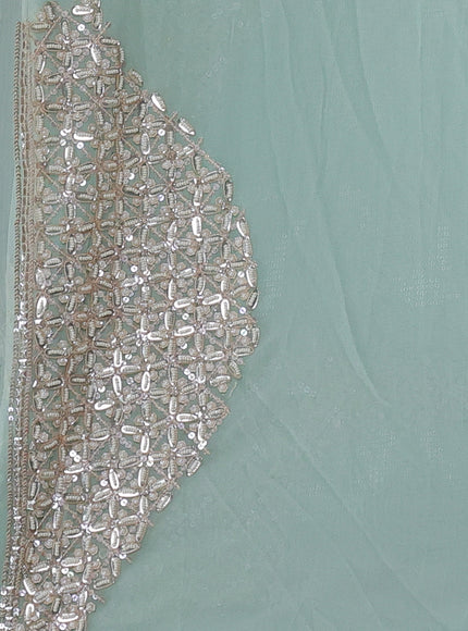 Pista Green Georgette Sequins Saree