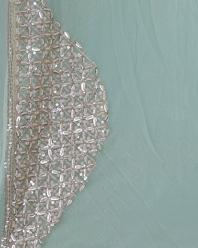 Pista Green Georgette Sequins Saree