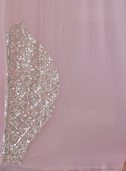 Peach Georgette Sequins Saree