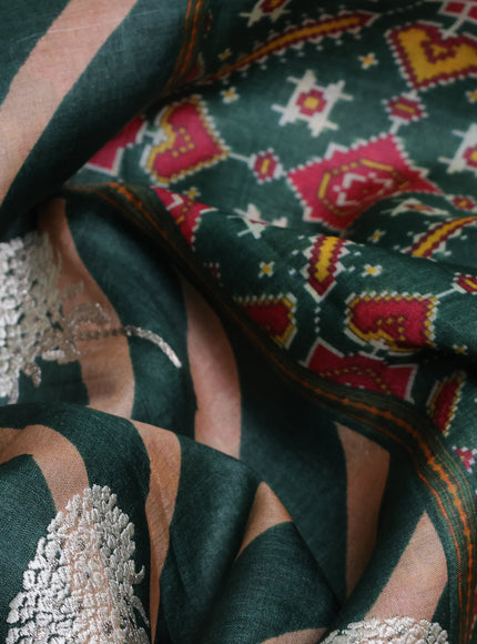 Bottle Green-Beige Tussar Silk Saree