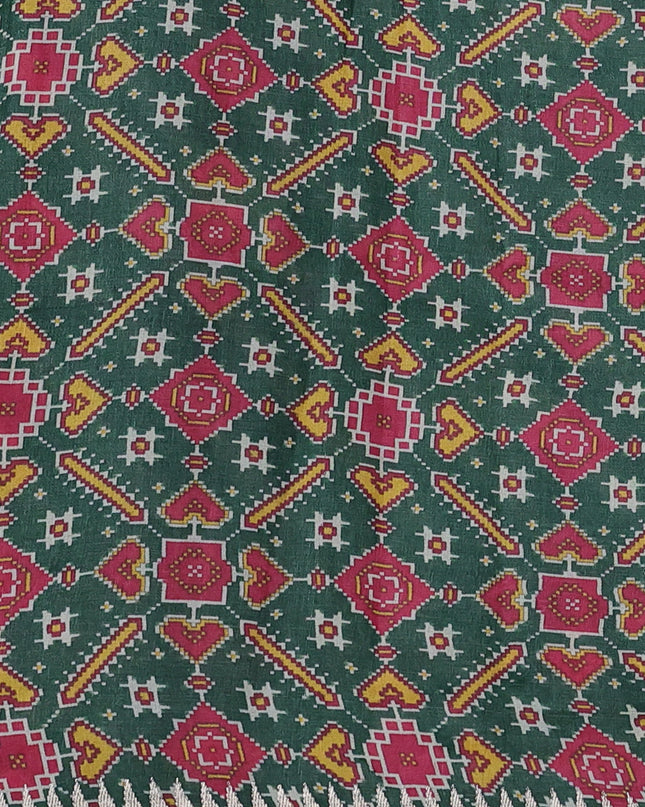Bottle Green-Beige Tussar Silk Saree