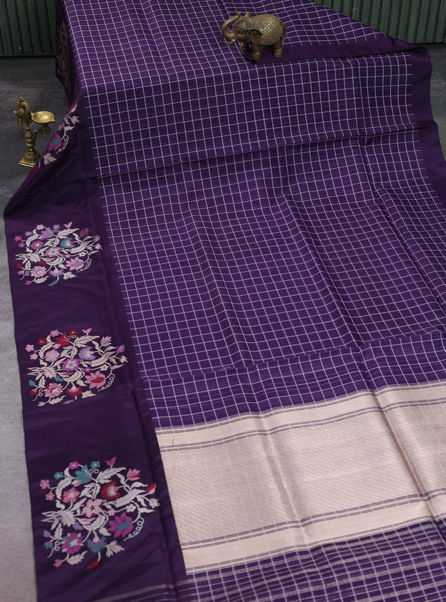 Purple Banarasi Kora Saree