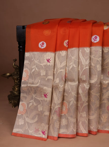 Orange-Gold Banarasi Kora Saree