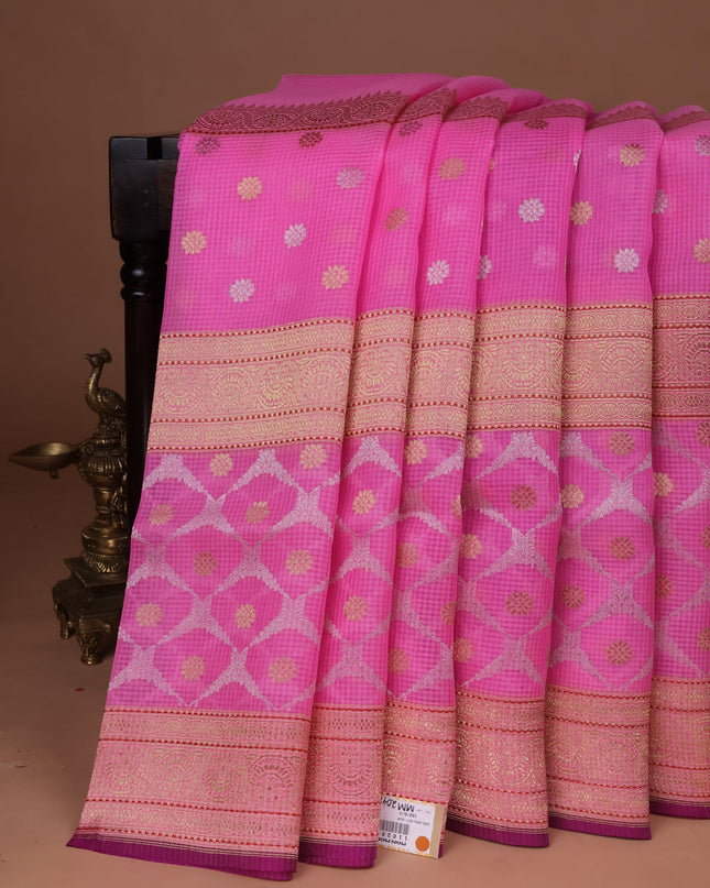Pink Banarasi Kora Saree