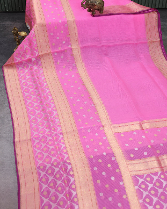 Pink Banarasi Kora Saree