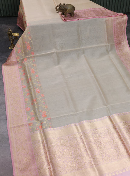 Beige-Peach Banarasi Kora Saree
